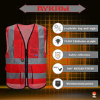 A-SAFETY Big and Tall Red Reflective Safety Vest 4XL 5XL