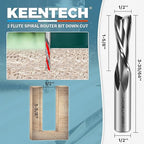 KEENTECH 1/2" Shank Downcut 2 Flute Flat Tip Sprial Router Bit for CNC Router Machine, 1/2" Cutting Diameter, 1-5/8" Cutting Depth, for Wood Cutting, Custom Furniture, Slot Mortise, Engraving