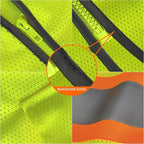 TCCFCCT Mesh Construction Safety Vest with Pockets, High Visibility Reflective Vest for Men & Women, Fluorescent Orange, Meets ANSI/ISEA Standards, Yellow, S