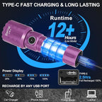 Flashlights High Lumens Rechargeable, Super Bright Long Range Small Powerful Flashlight, 6 Modes LED Tactical Pocket Waterproof Flash Light for Home Emergency (2, Purple)