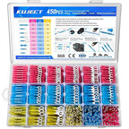 Kuject 450PCS Heat Shrink Wire Connectors, Multipurpose Waterproof Electrical Wire Terminals kit, Insulated Crimp Connectors Ring Fork Spade Butt Splices for Automotive Marine Boat Truck