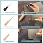 65 Pcs Bookbinding Tools Kit with Bone Folder, Waxed Thread, Binding Ribbon, Glue Brush, Awl, Needles, Ruler, Storage Bag, and More for DIY Bookbinding, Paper Crafts, and Book Repair