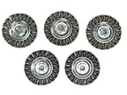 Benchmark Abrasives 4” Standard Twist Knot Wire Wheel with Arbor 5/8"-11 Thread, for Weld Cleaning, Weld Spatter Removal, Stripping, Deburring, Use with Angle Grinders - Carbon Steel (5 Pack)