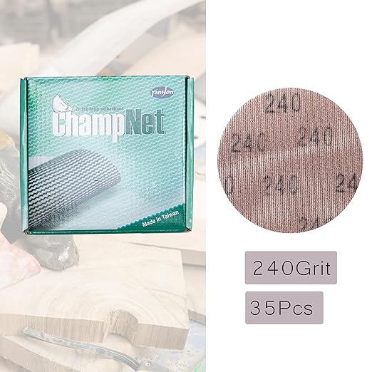 Mesh 5 inch 6 inch Sanding Discs 35PCS Hook and Loop Sanding Discs, Dust-Free, Ideal for Metal, Wood, Composites, Stock Removal, and Fine Finishing (5in, 240 Grit)