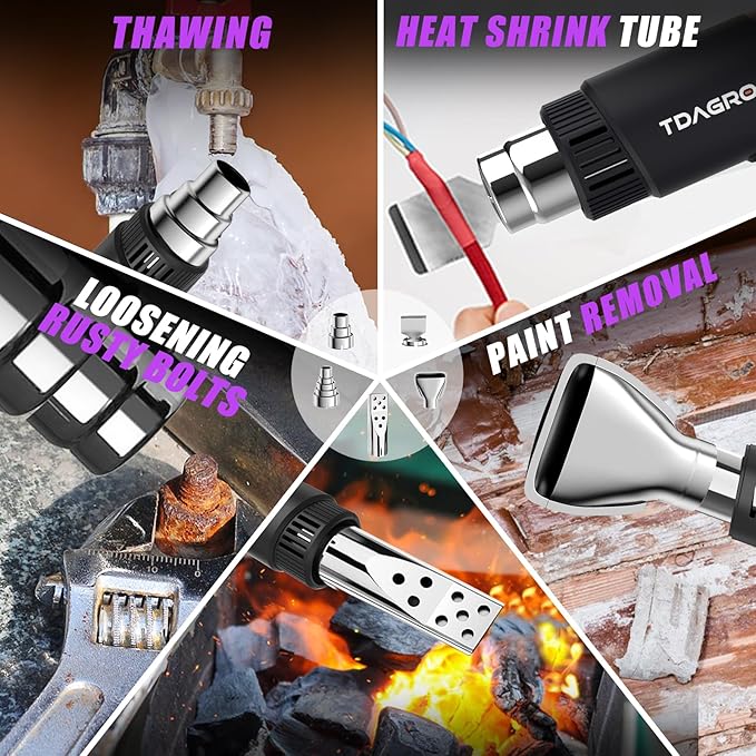 A Nice Heat Gun, Compact but Powerful, Variable Temp Control 122℉~1202℉, Fast Heating Smaller Heat Gun for Crafting, Shrink Tubing,Shrink Wrap,Vinyl Wrap, Intergrated Holder for Hands Free & Hanging