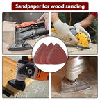 100pcsTriangle Sanding Paper Set, 60-240 Grit, Fits 3-1/8" Oscillating Tools - Aluminum Oxide Hooks & Loop for Wood, Metal, Drywall