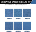 3x24 Inch Sanding Belts 21 Pcs 6 Grits Sizes (3 Each of 60/80/120/150/240/400 Grits) Heavy Duty Belt Sander Zirconia Belt Sander Paper for Wood, Metal, Stainless Steel, Cars, and Furniture