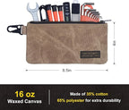 Small Tool Bag, Waxed Canvas Zippered Pouch, Tool Pouches with Zipper, Utility Small Tool Pouch for Tool Organizers and Storage, 8.5" x 4" - 4-Pack