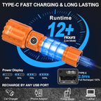 Flashlights High Lumens Rechargeable, Super Bright Long Range Small Powerful Flashlight, 6 Modes LED Tactical Pocket Waterproof Flash Light for Home Emergency (1, Orange)
