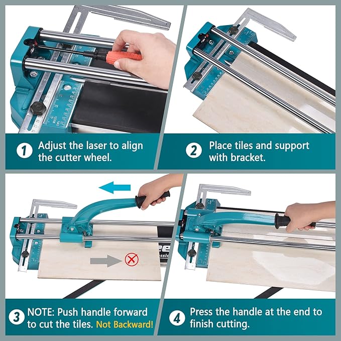 Seeutek Manual Tile Cutter - 24 inch Professional Porcelain Ceramic Tile Cutter, Double Rails Design Tile Cutter Tool, with Tungsten Carbide Cutting Wheel