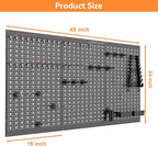 WALMANN Metal Pegboard Wall Tool Organizer Board with Pegboard Hooks, 24x48in Tools Organizer Pegboard for Garage, Workbench, Peg Boards, Tool Organizer Board with Hooks(Black)