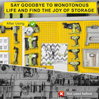 Metal Peg Board Panels for Workbench, Shop, Shed Modular Peg Board Organizer Board Kit, pegboard Wall Organizer(4 Pack, Yellow)