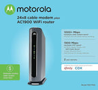 Motorola MG7700 Modem WiFi Router Combo with Power Boost | Approved by Comcast Xfinity, Cox and Spectrum | for Cable Plans Up to 800 Mbps | DOCSIS 3.0 + Gigabit Router