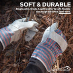 Work Leather Gloves with Cool Cotton Lined Backing Lightweight & Versatile Split Leather Safety Cuff Work Gloves