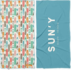 SUN'Y Waffle Microfiber Beach Towel – Sand Free, Quick Dry, Ultra Absorbent, Lightweight & Compact Travel Towel with Carry Bag - Large (63” x 31.5”), Huntington