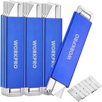 WORKPRO 12-Pack Box Cutter Retractable - Utility Knife with Single Edge Razor Blade - Razor Knife Box Opener Cardboard Cutter with Metal Sheathes- Extra 12-Pack Razor Blades for Replacement - Blue