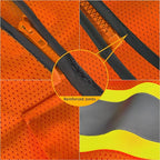 TCCFCCT Mesh High Visibility Vest with 2 Pockets & Reflective Strips, Meets ANSI/ISEA Standards, Orange, XL