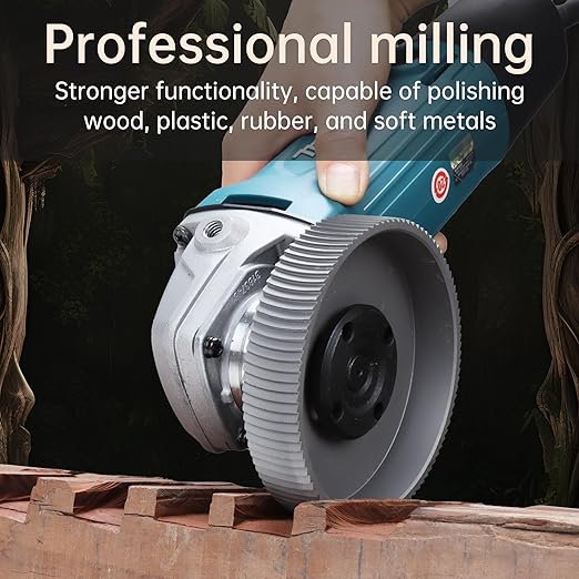 Angle Grinder Wood Carving Disc Set Milling Cutter Grinding disc, 4 and 1/2 Attachments with 5/8 inch Arbor, Cutting Wheel Can be Used for Wood, OPP, Soft Metal (Primary Color 75mm+100mm/22mm)