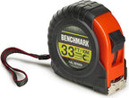 Benchmark - 3 PACK - 33 Foot (10 Meter) Tape Measures with Inches & Centimeters. Autowind, Belt Clip and Large Magnetic Claw Tip.