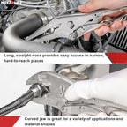 MAXPOWER Locking Pliers Set - 9-inch Long Nose, 10-inch Curved Jaw, Wide Opening Two-position Adjustment - 2 Pack