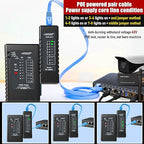 NF-468CS Network Cable Tester,RJ45/RJ11/CAT5/CAT6/CAT5E/CAT6A/ CAT7/POE Test UTP/STP Continuity Tester Ethernet Cable Mapper Phone Line CAT3, Ethernet Cable Tester, LAN Cable Test Network Tools