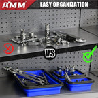 AMM Foldable Magnetic Parts Tray Set, 3 Different Size Magnetic Tool Trays for Bolts Screws Nuts & Small Metal Parts, Mechanic Tool Present for Men，Blue