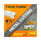 TWIN-TOWN 4 1/2" Diamond Cutting Wheel with 7/8" Arbor, Metal Cut Off Wheel, Carbide Cutting Wheel for Angle Grinder, 5000+ Cuts on Rebar, Steel, Iron, and INOX,2 Pack
