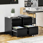 STANI 3 Drawer Mobile File Cabinet with Lock Under Desk Metal Filing Cabinet Locking Office Mobile Cabinet with Wheels Under Desk Office Drawers Rolling Mobile File Cabinet Assembly Required Black