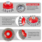 Wire Wheel Brush for 4-1/2" Angle Grinder 4 Inch Wire Wheel Set 3 Inch Wire Cup Twisted/Crimped Brushes 5/8"-11 Threads Arbor - 4pcs