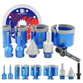 Diamond Core Drill Bit Set - BRSCHNITT Tile Hole Saw Kit 1/4" 5/16" 1" 1-3/8"2" 2-1/2" & 3/8"-1" Finger Bit & 1-3/8"Chamfer Bit for Porcelain Tile Ceramic Marble Granite Diamond Blade