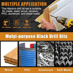 COMOWARE Twist Drill Bit Set- HSS Wood Drill Bit Sets, General Purpose, Black Oxide for Wood Plastic Alloys 10 Pcs