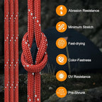 850Ib Reflective Paracord Rope, 50/100/200/500/1000ft 4MM 11 Strand Cords Lanyard Utility Parachute Cord for Survival Tactical Tent Camping Hiking Fishing Clothesline DIY Projects, Red 200FT