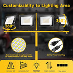 TOPRATED Plug in Led Work Light with Stand,28000 Lumen 110V 4 Adjustable Head Outdoor Flood Lights,Foldable Mechanic Light with 16.5Ft Power Cord,Portable Waterproof Tripod with Lamp for Workbench