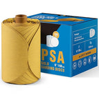 S SATC Premium Gold Sandpaper 6 Inch 100 PCS Sanding Discs 150 Grit Self Adhesive Stickyback Sandpaper Roll Aluminum Oxide PSA Sandpaper Discs for Wood, Metal, and Car Paint