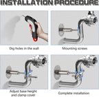 8 Pcs 304 Stainless Steel Wall Mount Ceiling Mount Pipe Supports Bracket, Suitable for OD 1/2"(20-22mm), Adjustable Height 50-100mm, Pipe Strap Clamp with Screws Screwdriver