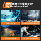 Rechargeable Work Light with Stand, GoGonova Cordless Work Light with Triple LED Lamps, 8AH Battery, 700/1200/2200 Lumen, 4000/6500K Dimmable Camping Light with Detachable Tripod（Blue）