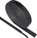 Black 2:1 Ratio Automotive Heat Shrink Braided Sleeving,Wear-Resistant Flat Woven Shrinkable Sleeve Fabric Car Cable Wires Hoses Protection (3/8"-50ft)