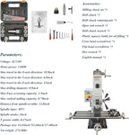 Mini Drilling and Milling Lathe Machine Benchtop for Metal Wood Working with Metric Scale Adjustable Speed MT3 Spindle Taper Emergency Stop Switch 1100W