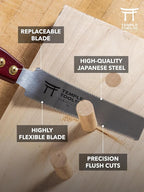 Co. Japanese Flush Cut Saw - 6 Inch Double Edge Pull Saw for Flush Cutting Dowels, Pegs, Wedges - Hardwood Softwood