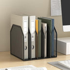 Metal 5-Section File Folder Organizer for Desk | Compact Vertical Desk File Holder | Desktop Paper Sorter for Documents, Notebooks, Books | Black Office Organizer (9.3”x8.5”x7.9”)