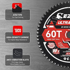 EZARC 6-1/2 Inch Circular Saw Blades 60T - Ultra Finish Wood Cutting Blade, Ultra-Thin 1.5mm Kerf, Non-Stick Coating, 2 Pack