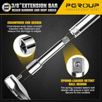 3/8-Inch Drive Ratchet Wrench, 90-Tooth Quick-release Reversible Ratchet Wrench with an Extension Bar(3 inch), 6" Long Socket wrench, 4-Degree Swing, Full Polished,Cr-Mo Head For Gifting,Repairing