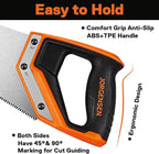 JORGENSEN 15 Inch Pro Hand Saw, 8 TPI Fine-Cut Ergonomic Non-Slip Aluminum Ultrasonic Welding Handle for Sawing, Trimming, Gardening, Woodworking, Drywall, Plastic Pipes