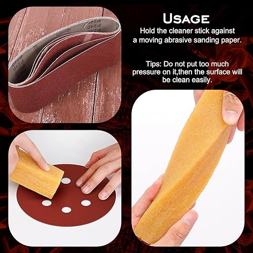 Natural Rubber Cleaning Stick (12"x2"x2") - Eraser for Sanding Belts & Discs, Skateboard Griptape Cleaner, Woodworking Tool Maintenance - Abrasive Surface Reviver