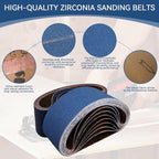 3x24 Inch Sanding Belts 21 Pcs 6 Grits Sizes (3 Each of 60/80/120/150/240/400 Grits) Heavy Duty Belt Sander Zirconia Belt Sander Paper for Wood, Metal, Stainless Steel, Cars, and Furniture