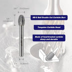SE-3 Tungsten Carbide Burr Rotary File, Double Cut Oval Burs, 4pcs by LU&MN