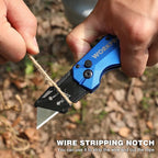 WORKPRO Folding Utility Knife, Heavy Duty Metal, Quick Open Botton Lock Box Cutter, Quick Change Blade Razor Knife, 1PC with 10 Extra SK5 Blades