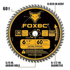 FOXBC 6-1/2 inch Circular Saw Blade 24T 40T 60T Combo Pack, Ultra Fine Finish for Wood Cutting, Thin-Kerf with 5/8" Arbor