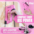 Light Duty Staple Gun for Wood, Pink Upholstery Staple Gun Kit with 2000pcs JT21 Staples 1/4, 5/16, 3/8 inch and Staple Remover, Stapler Gun for Crafts, DIY, Classroom, Decoration