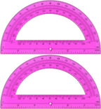 Plastic Protractor Math Protractors 180 Degrees for Geometry Classroom Student School Office Supplies, 6 Inch, Pack of 2 (Purple)